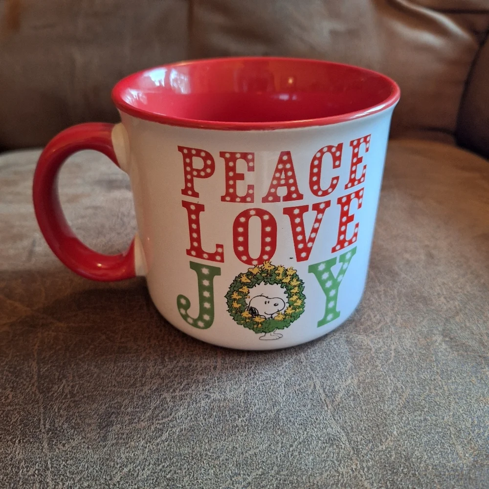 Peanuts Worldwide Snoopy Christmas Mug with Peace Love Joy Design